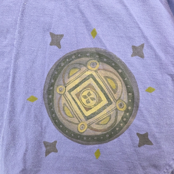 Blue Fish Vintage 90's Deco Jacket Jeweled Flower Button Royal Orchid Hand Print - Picture 6 of 10